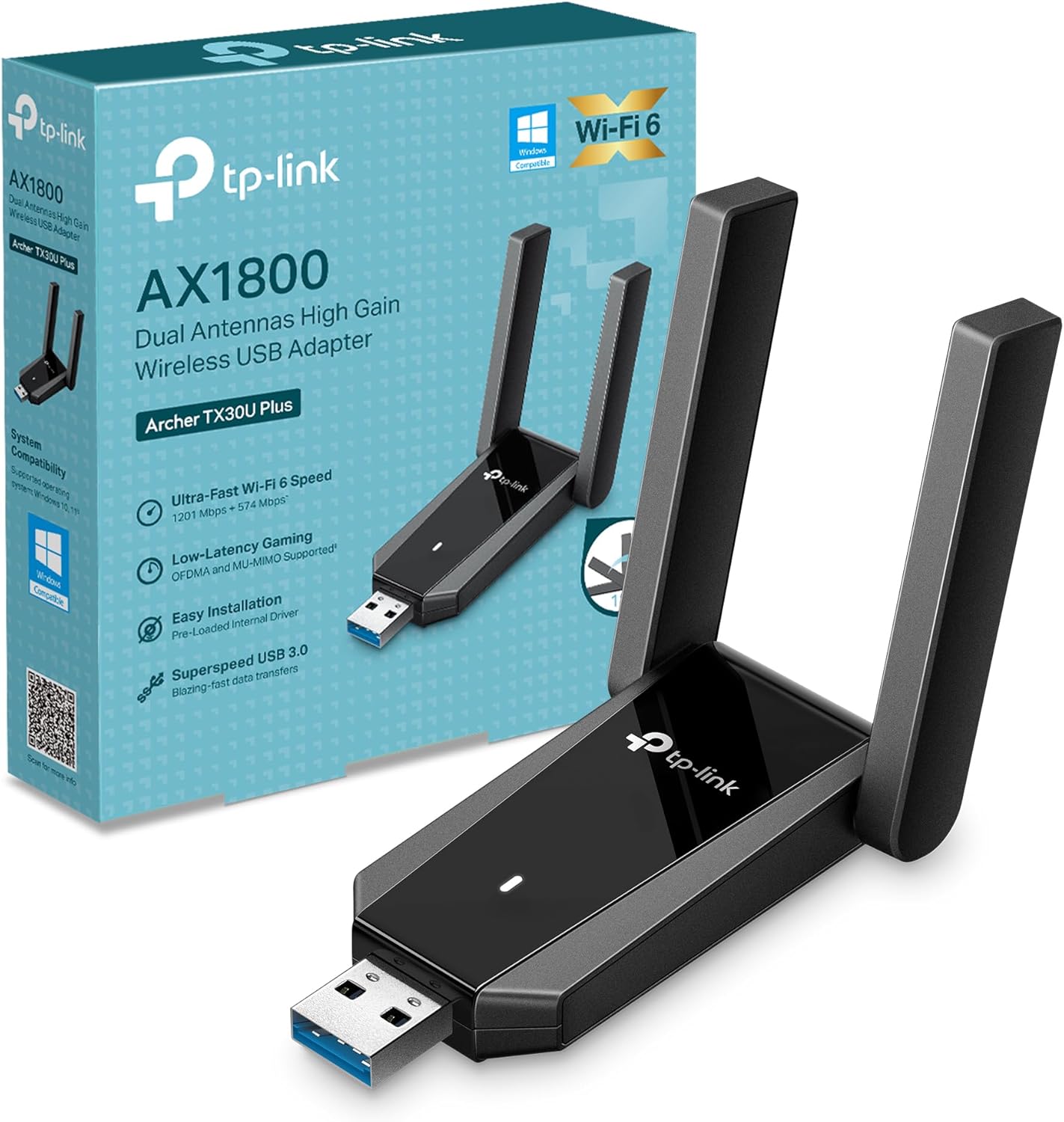 Detalle de TP-Link Archer TX30U Plus AX1800 WiFi USB