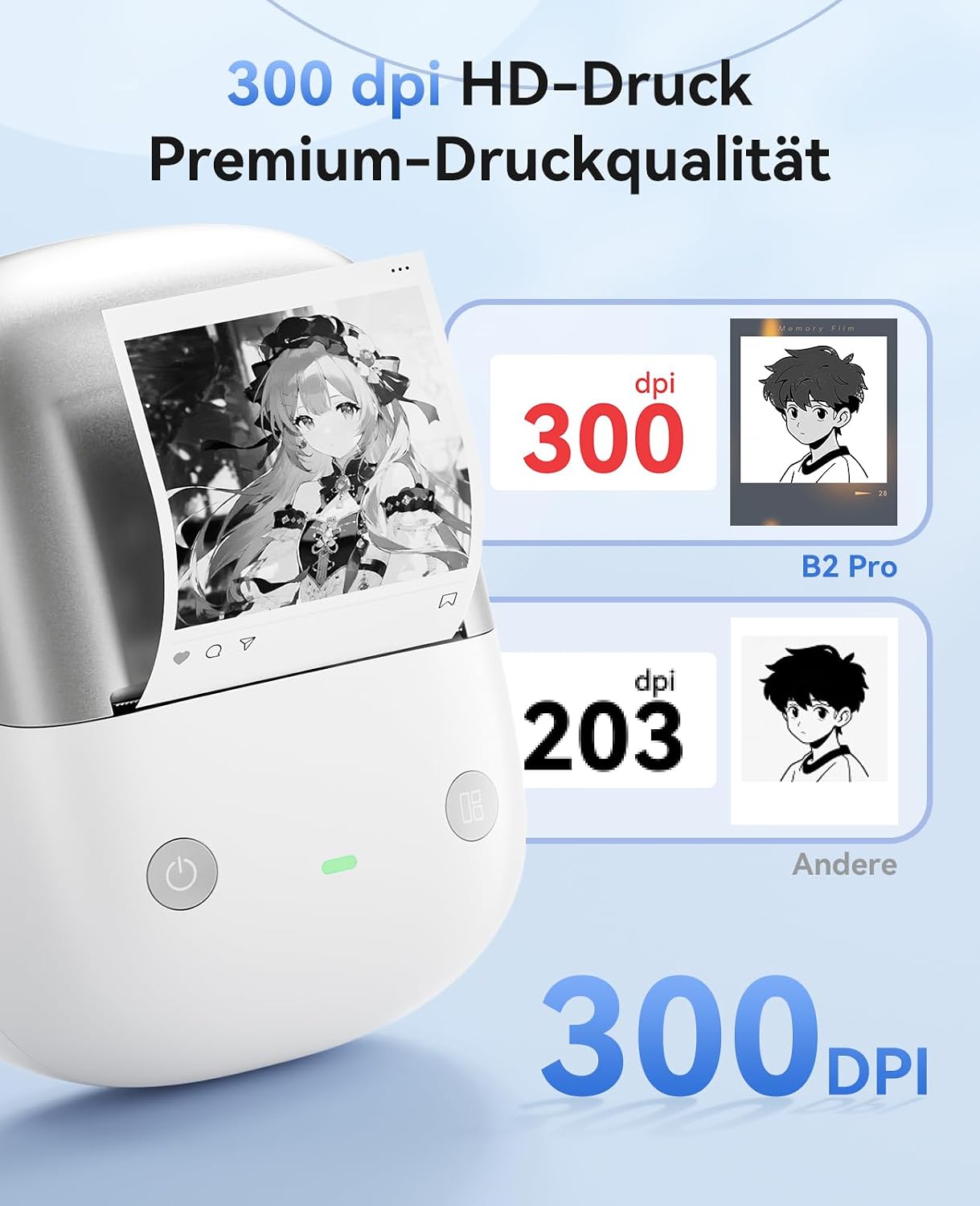 Detalle de NIIMBOT B2 Pro Etikettendrucker mit 300DPI, Bluetooth und wasserfesten selbstklebenden Etiketten (Rot/Schwarz)