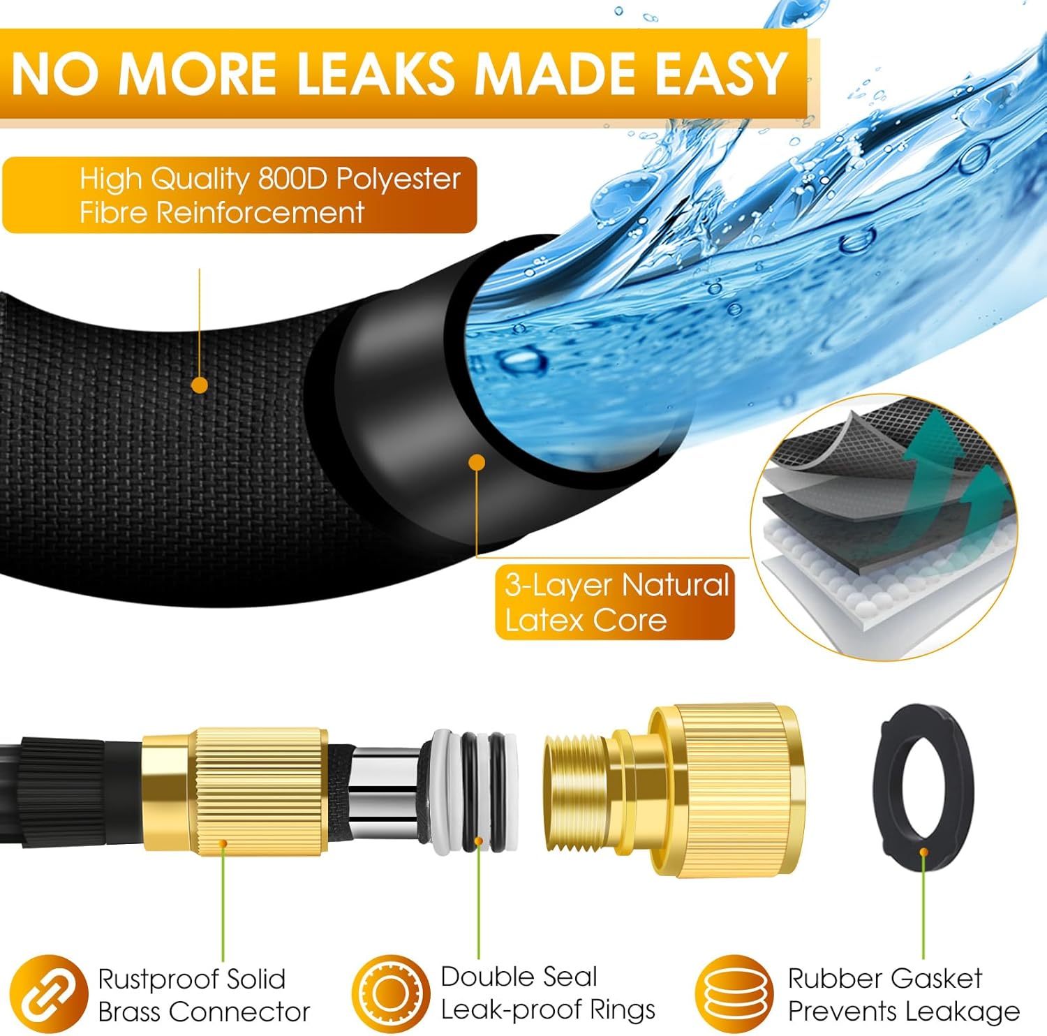 Detalle 2 de Expandable Garden Hose Pipe 100ft - Kink-Free Hose