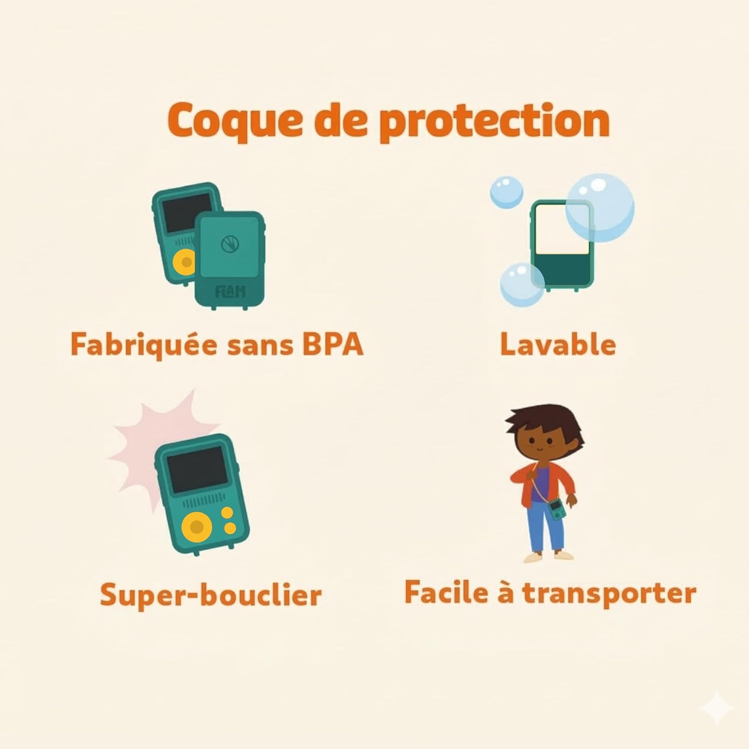 Thumbnail 4 de Lunii Pack baladeur Audio FLAM : FLAM + coque antichocs Protection Officielle verte et 2h45 d’histoires à télécharger