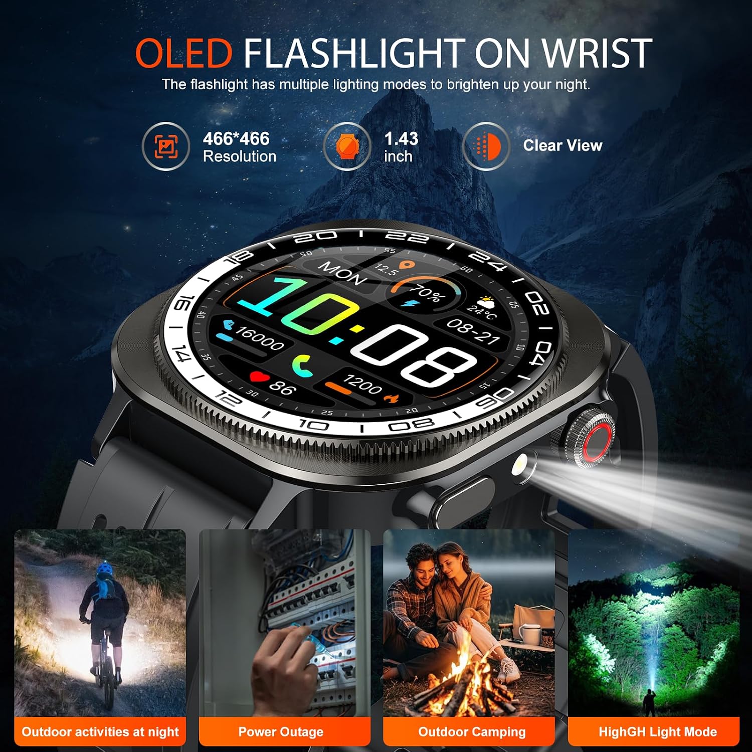 Thumbnail 1 de uaue Smart Watch for Men with 1.43" AMOLED Display: Military-Grade Durability, 130+ Sport Modes and Calling Capability