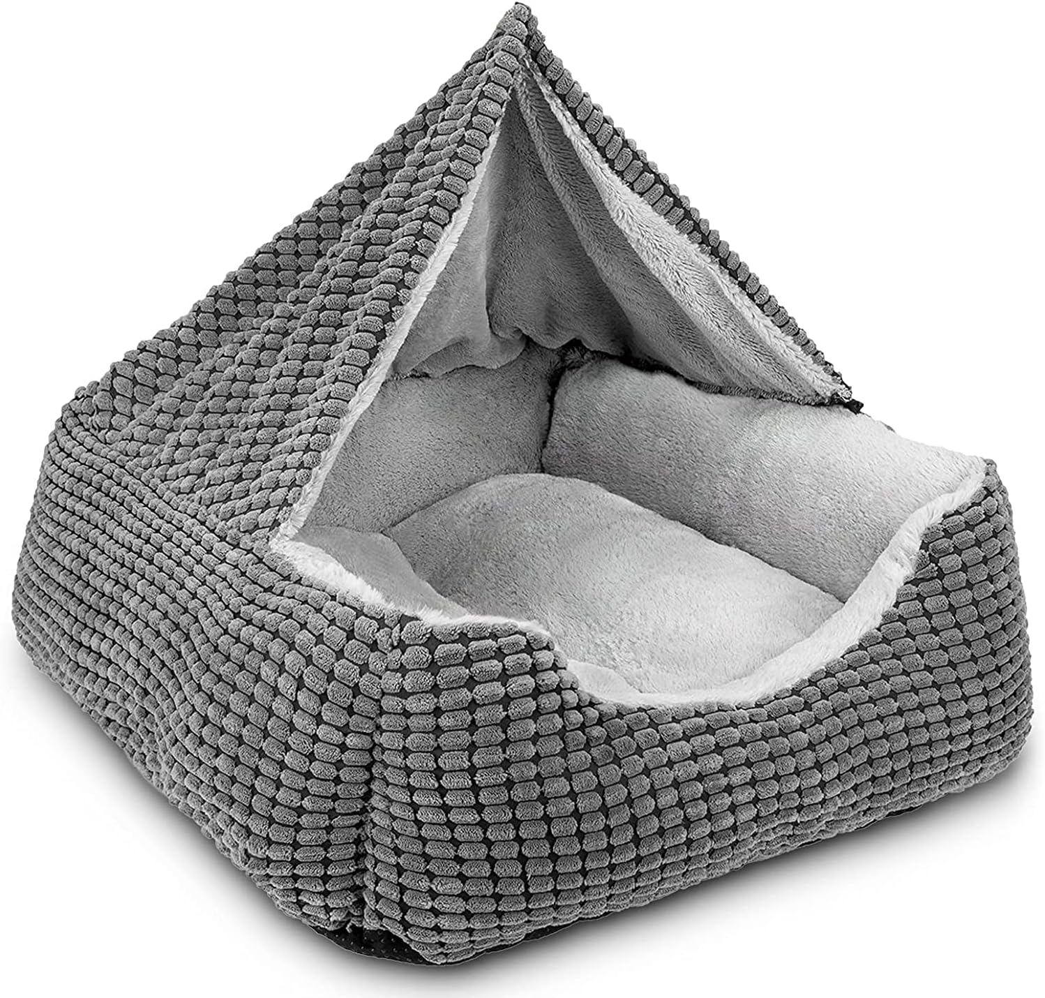 Detalle de JOEJOY Rectangle Dog Bed Warm Hooded Puppy Bed for All Sizes — Medium 63x53x21 cm