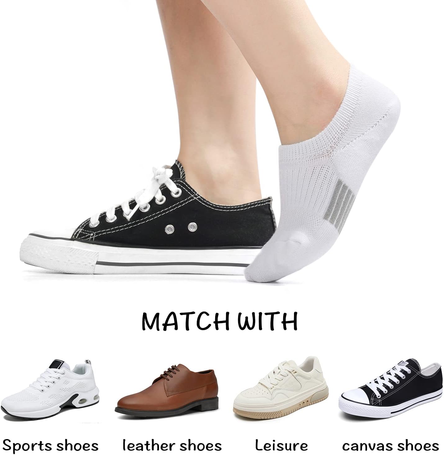 Detalle de Lot de 6 paires de chaussettes basses femme respirantes (35-38 / 39-42) avec bandes antidérapantes