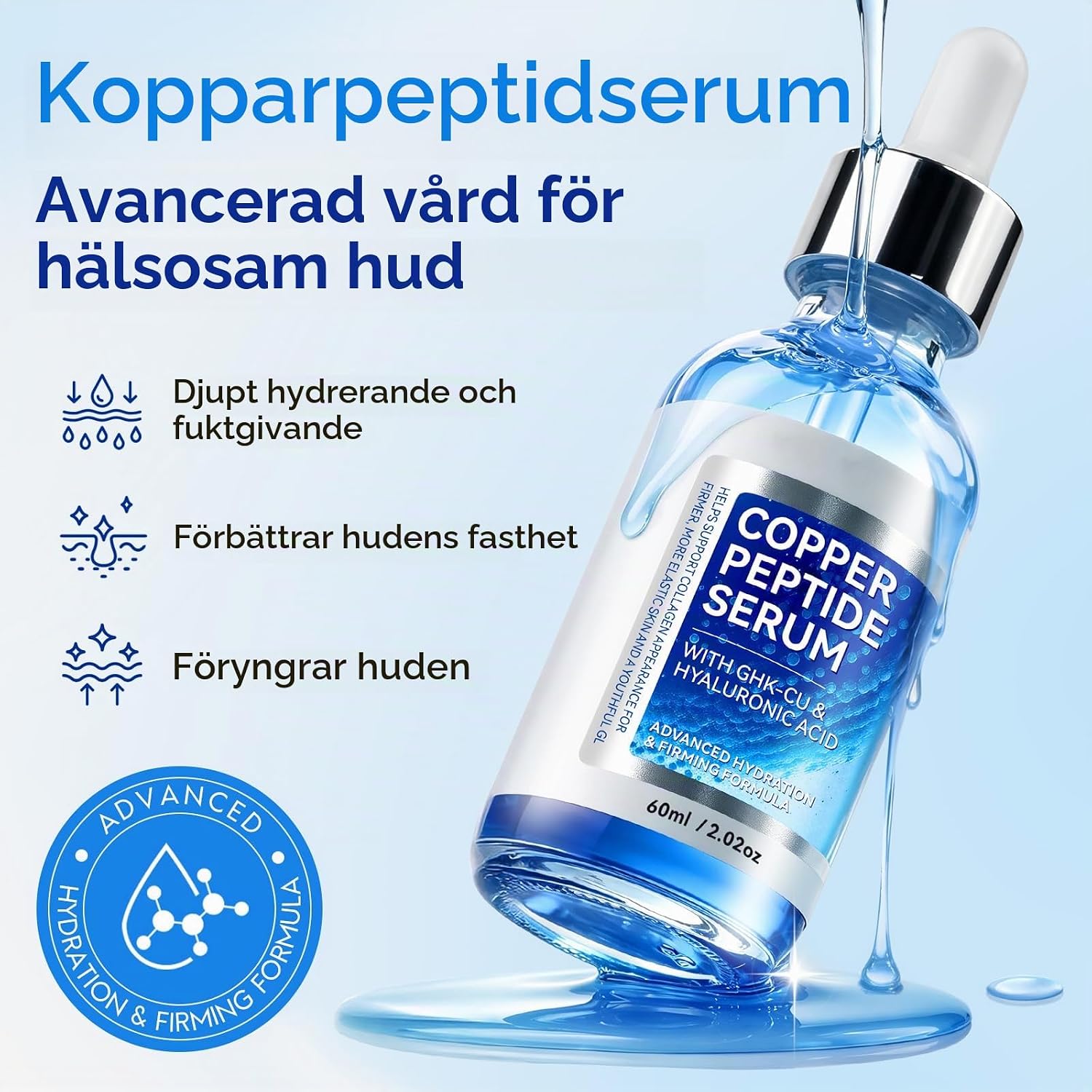 Detalle 2 de FUBAOLIN kopparpeptidserum för ansiktet med GHK-Cu och hyaluronsyra, 2-pack