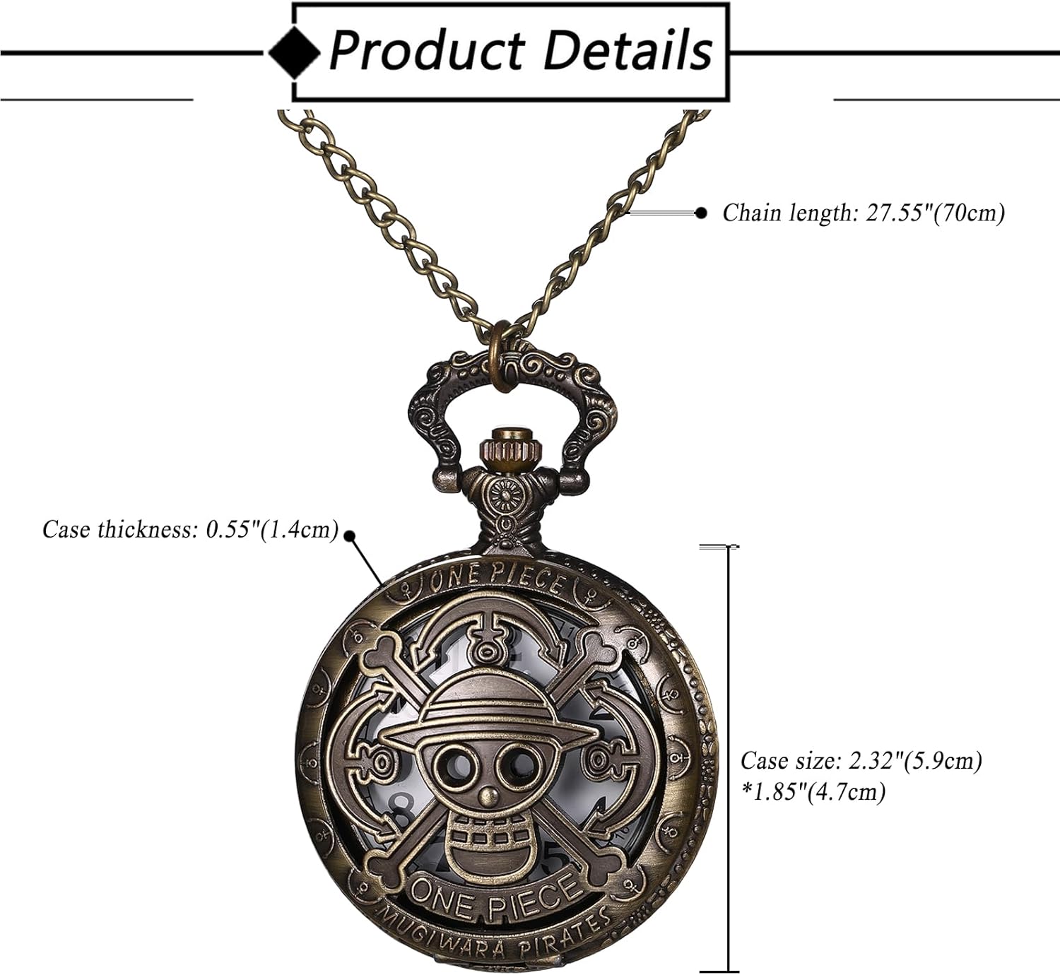 Thumbnail 3 de Avaner Taschenuhr mit Kette Vintage in Bronze – Analoguhr aus Quarz mit arabischen Ziffern