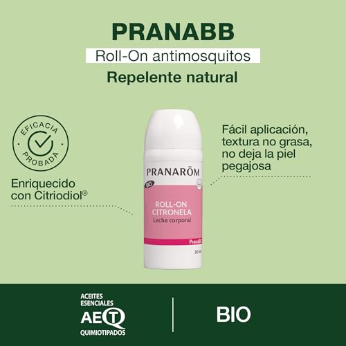 Detalle de PRANARÔM PranaBB Roll-On Antimosquitos BIO – Protección 7 Horas, 30 ml
