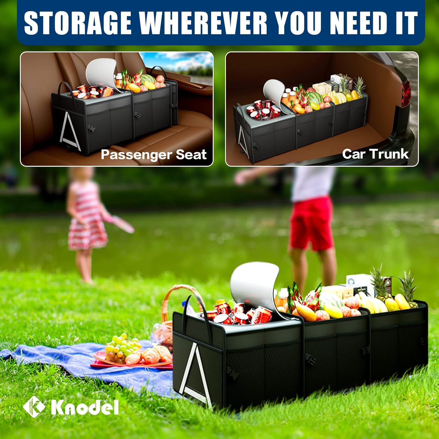 Thumbnail 4 de K KNODEL Sturdy Car Trunk Organizer with Cooler 3 Compartments