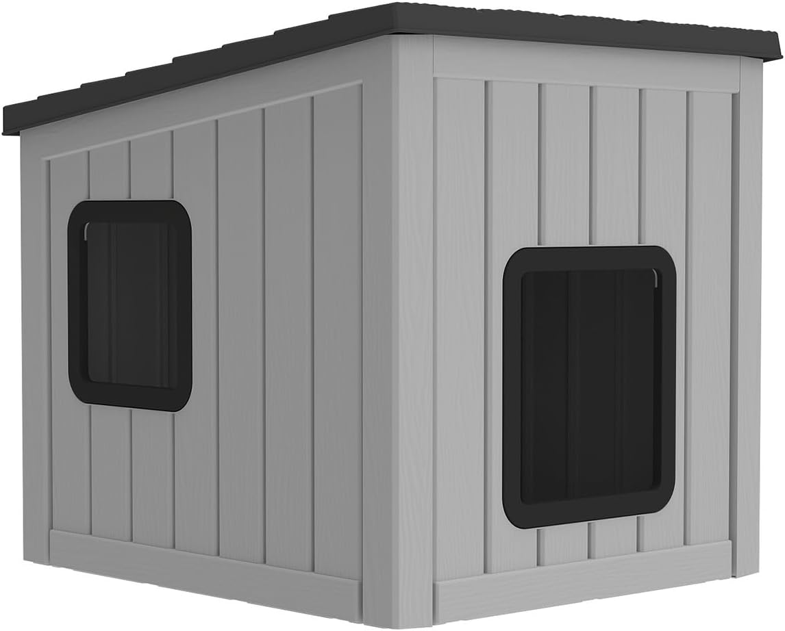 Detalle de DRATO 118 Double-Decker Outdoor Cat House with PP Body and Sloped Roof