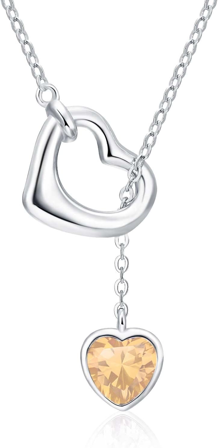 Thumbnail 5 de Qings Damen Herz Geburtsstein Kette aus Sterling Silber 925 mit Saphir-Charakter und Zirkonia – Herzanhänger Halskette