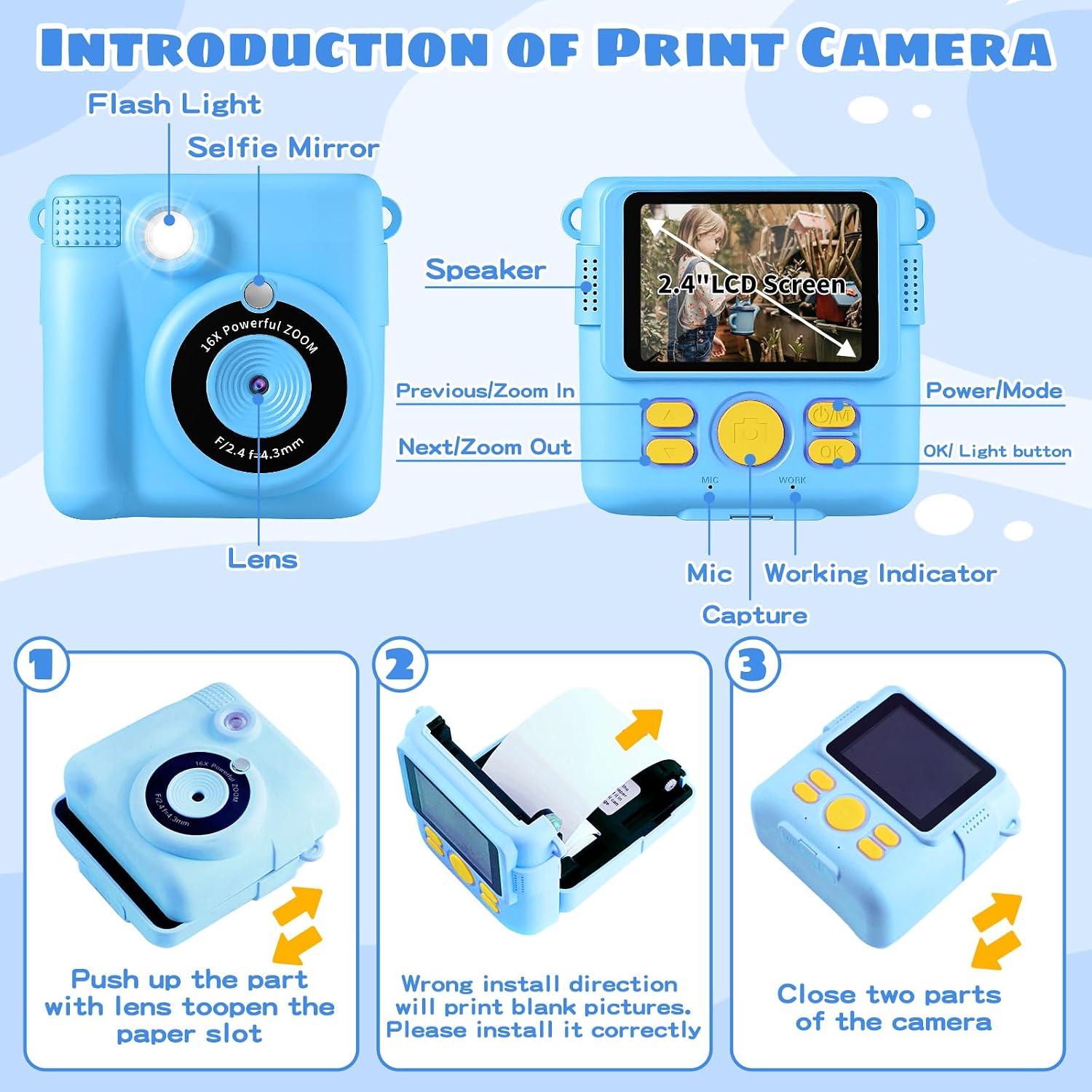 Thumbnail 6 de CHRERNA Kids Camera Instant Print 32GB