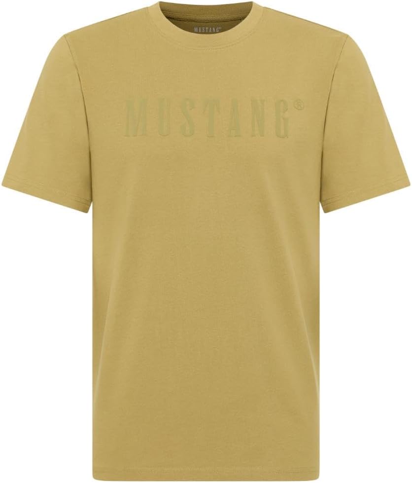 Detalle de Mustang Herren Style Austin T-Shirt – Lässiger Schnitt, Bio-Baumwolle, Rundhalsausschnitt