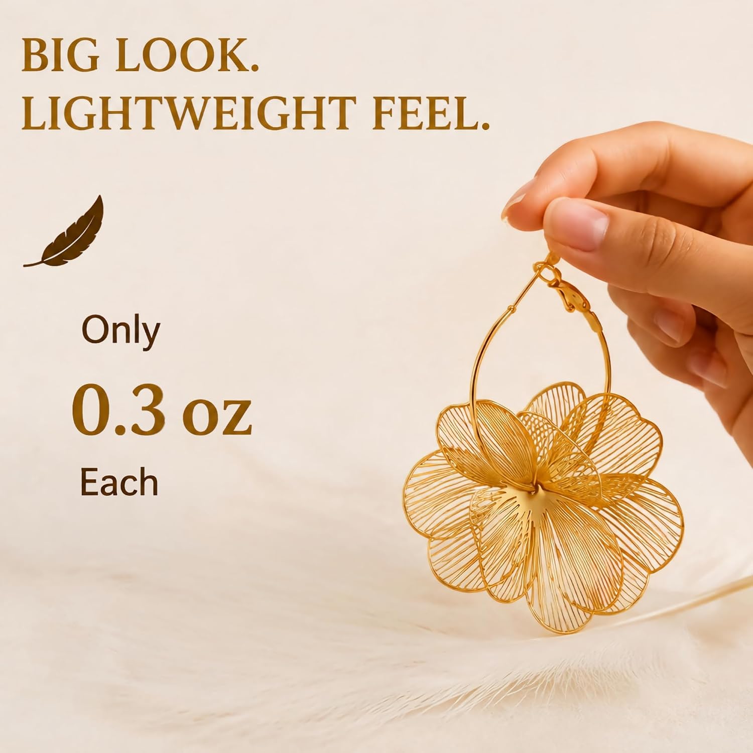 Detalle de GAXAYA Flower Drop Earrings, 2.05 x 1.45 Inches