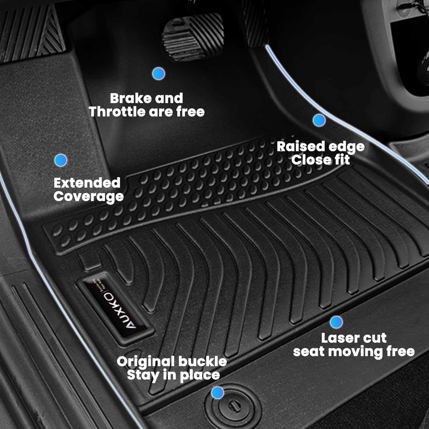 Thumbnail 4 de Auxko All Weather Floor Mats for Toyota Tacoma XtraCab/Double Cab (2024–2026) – Front Row, Automatic & Hybrid Compatible