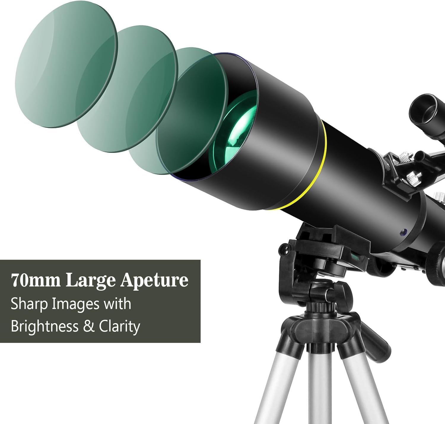 Thumbnail 1 de Telescopes for Kids and Adults Beginners: 70mm Refractor Travel Telescope with AZ Mount (Moon & Landscape)