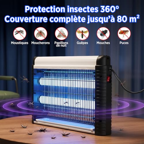 Detalle de AOKKR Tue Mouche Électrique 35W 4000V — Lampe UV puissante pour intérieur jusqu’à 80 m²