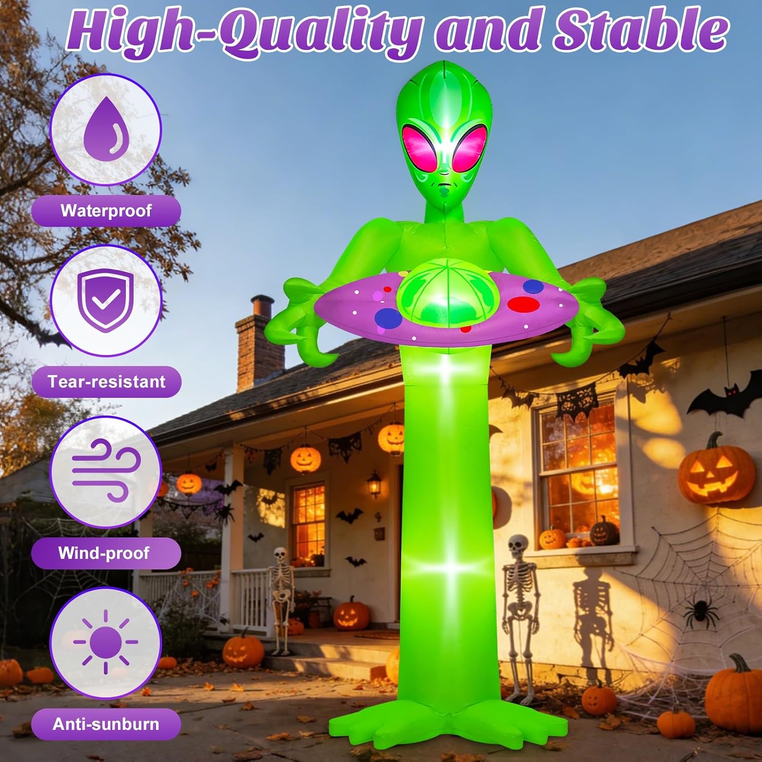 Detalle 2 de Danxilu H-Alien-001-10F 10-Foot Inflatable Alien with White LED Lights