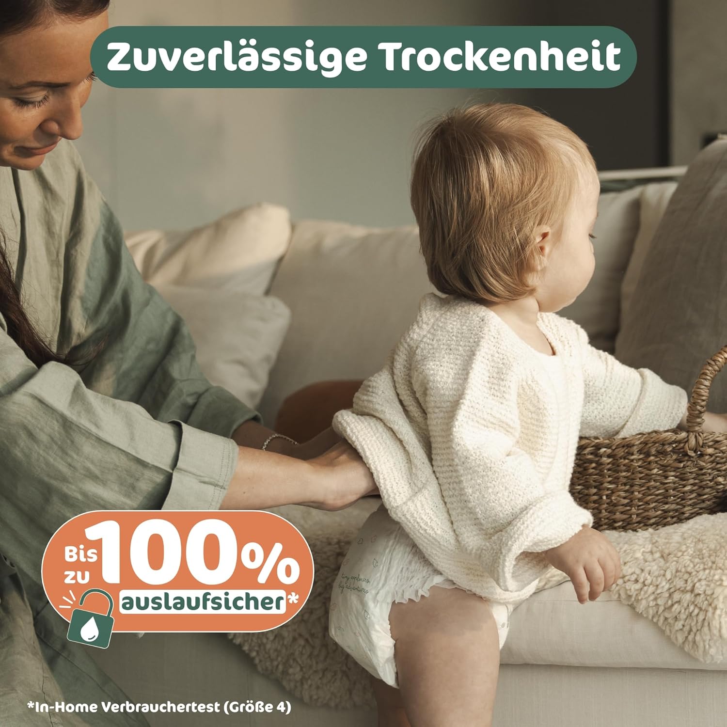 Detalle 2 de Naty FreeMovers Baby Pants Windeln Größe 5 (12–18 kg), 80 Stück – hautverträglich, saugstark & auslaufsicher