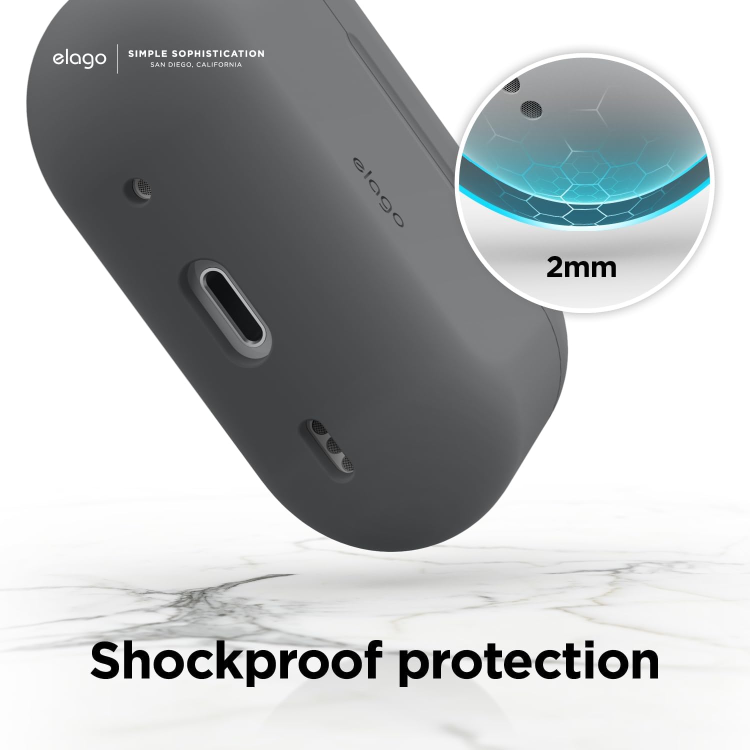 Thumbnail 4 de elago Coque en silicone pour AirPods Pro 2e génération – étui de protection avec LED avant visible et charge sans fil (gris foncé)