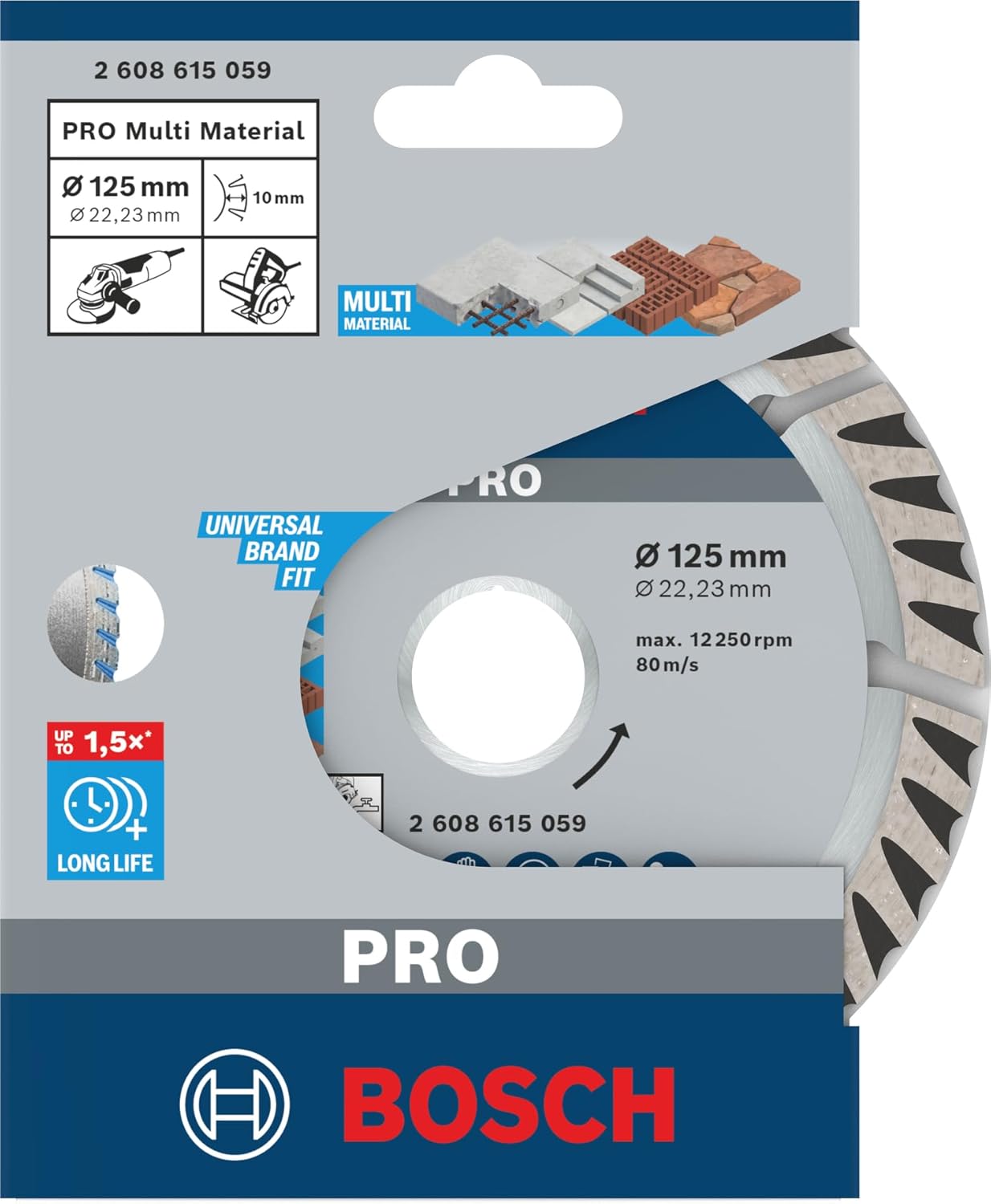 Thumbnail 1 de Bosch PRO Multi-Material Long Life Diamond Cutting Disc 125 mm (22.23 mm bore) for Concrete & Reinforced Concrete