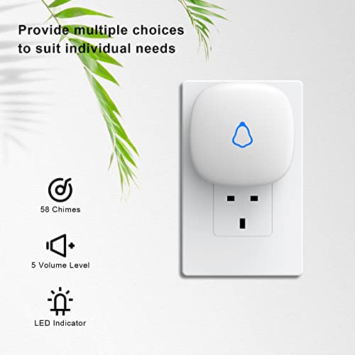 Detalle de SECRUI Wireless Doorbell: Plug-In, Waterproof, 300m Range with 58 Chimes