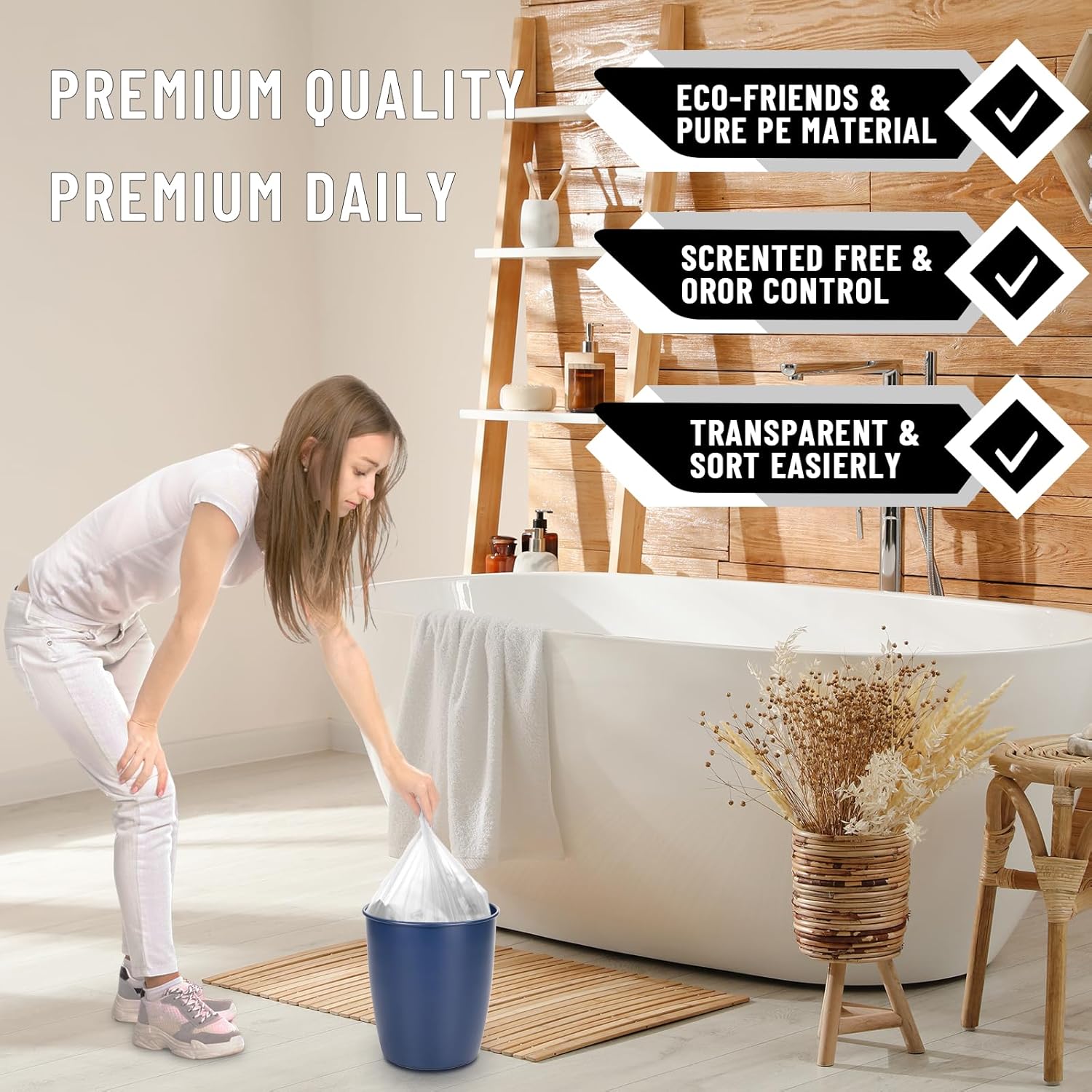 Thumbnail 3 de Rishpahu 4 Gallon Small Trash Bags — Unscented, 220 Ct, Transparent, 0.6Mil