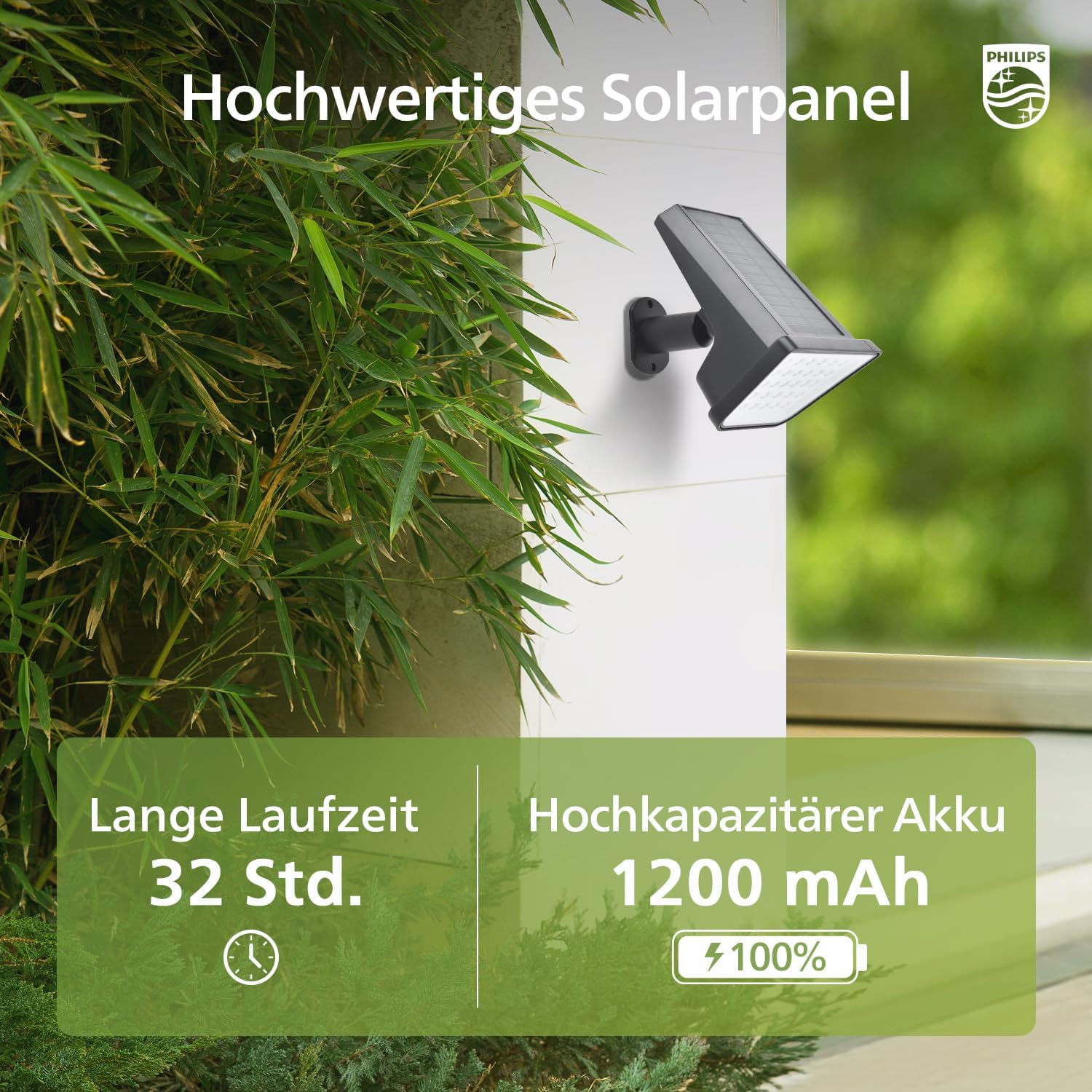 Thumbnail 3 de Philips 4er-Set Solarstrahler für außen – 28 LEDs, 3000K Warmweiß, Dämmerung bis Sonnenaufgang