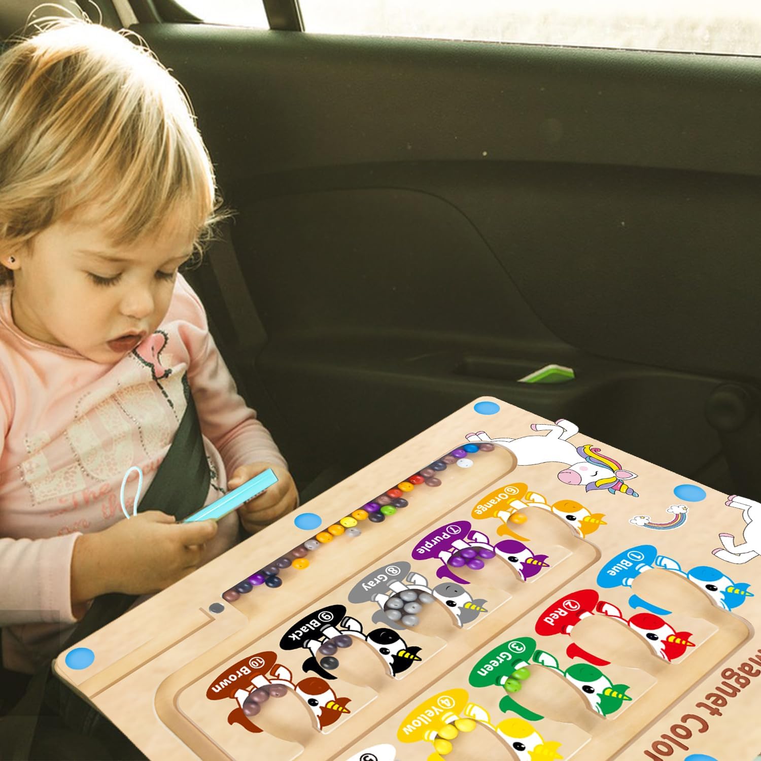 Thumbnail 4 de Magnetic Colour & Number Maze Montessori Toy for 2–6 Year Olds (Girls & Boys) – Magnetic Pen Bead Board