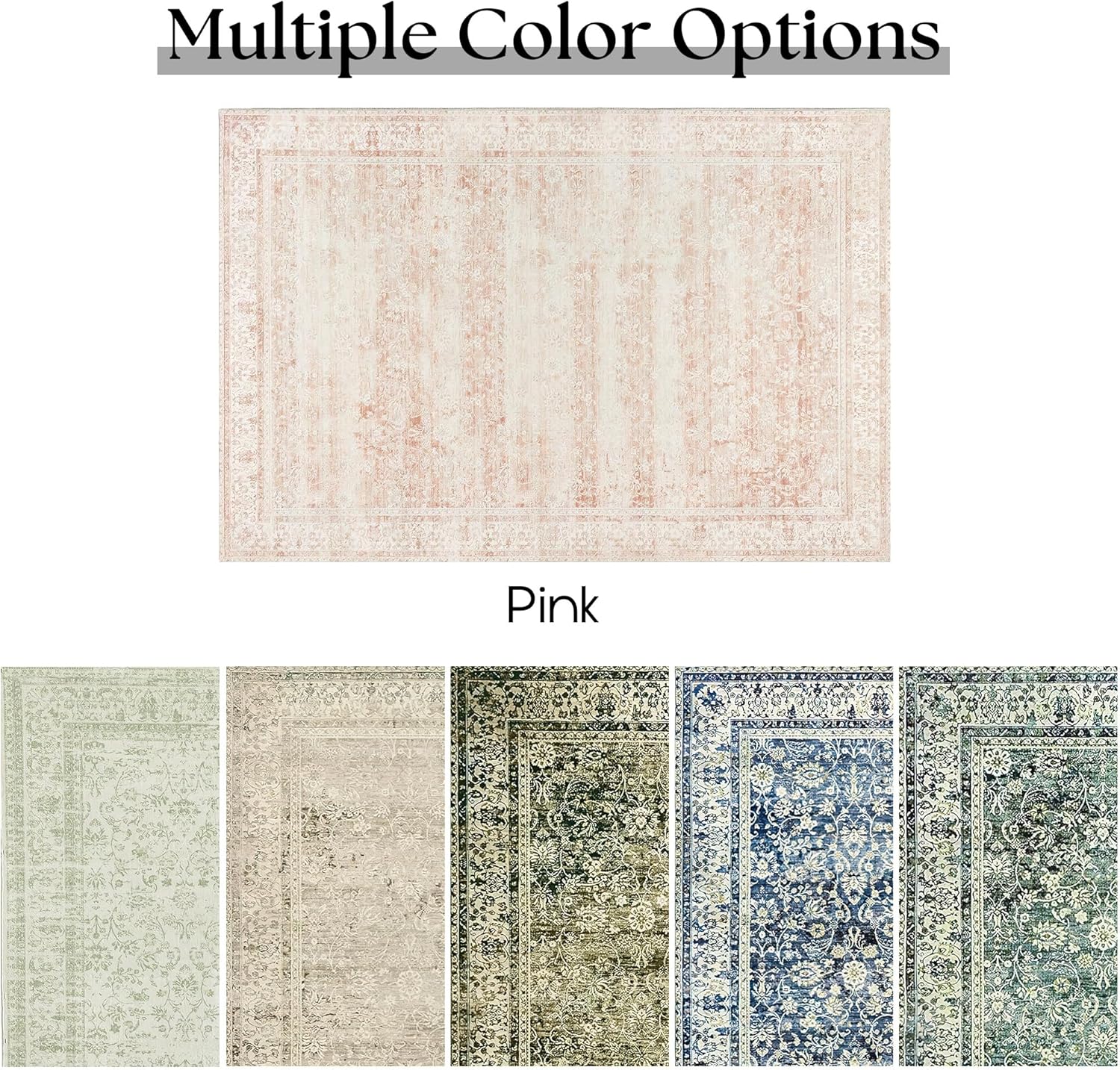 Thumbnail 4 de BILEEHOME Light Pink 6x9 Vintage Distressed Area Rug (Low Pile, Machine Washable)