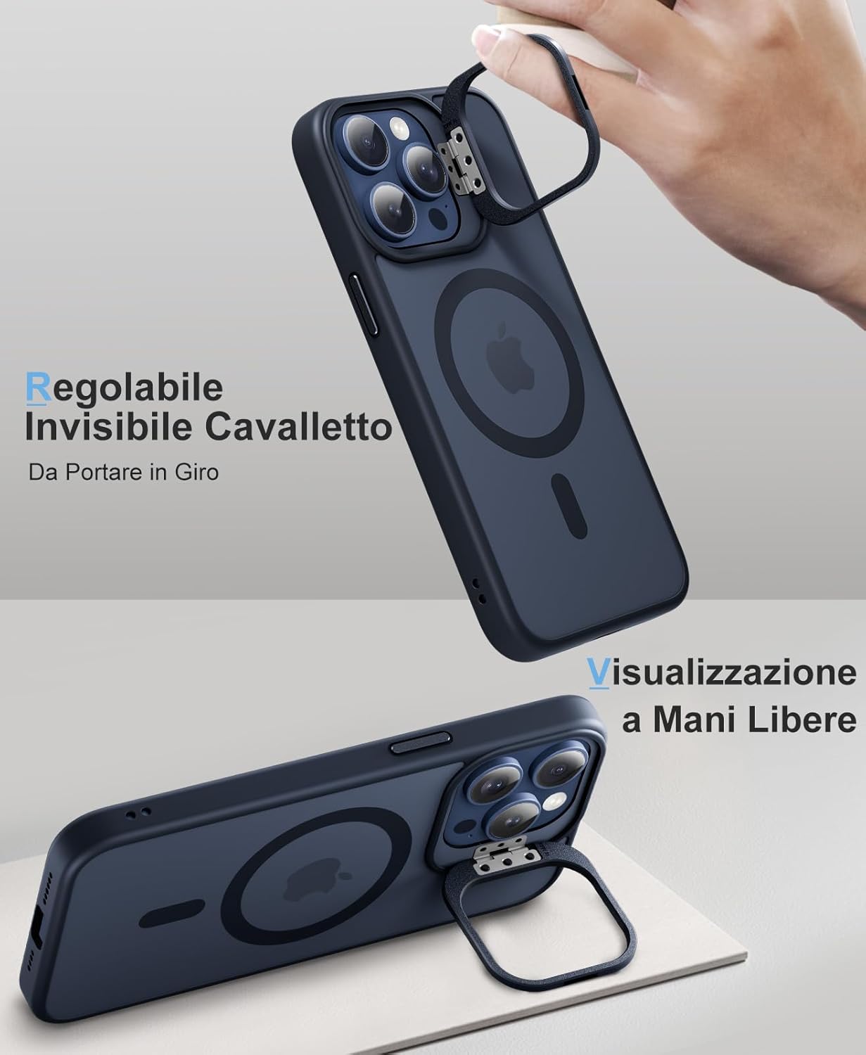 Detalle 2 de Beeasy Cover per iPhone 15 Pro Max MagSafe con Cavalletto e Pellicole in Vetro Temperato