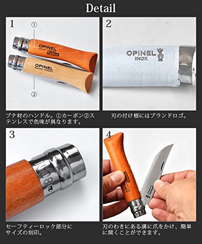 Thumbnail 3 de Opinel N°8, couteau pliant à lame Yatagan en acier inoxydable et Manche en hêtre verni