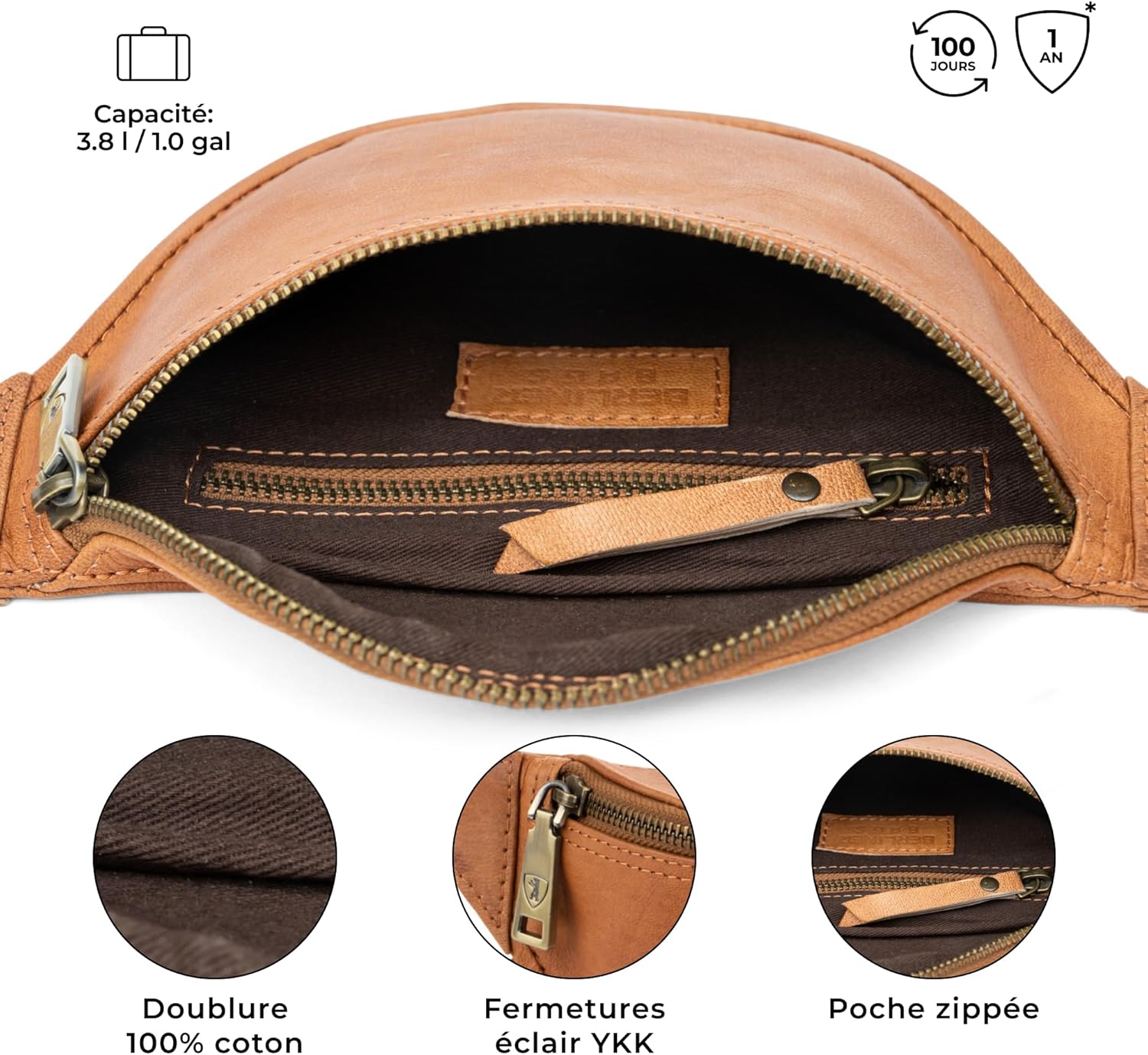 Detalle 2 de Berliner Bags Kai Sac Banane cuir marron ⚙