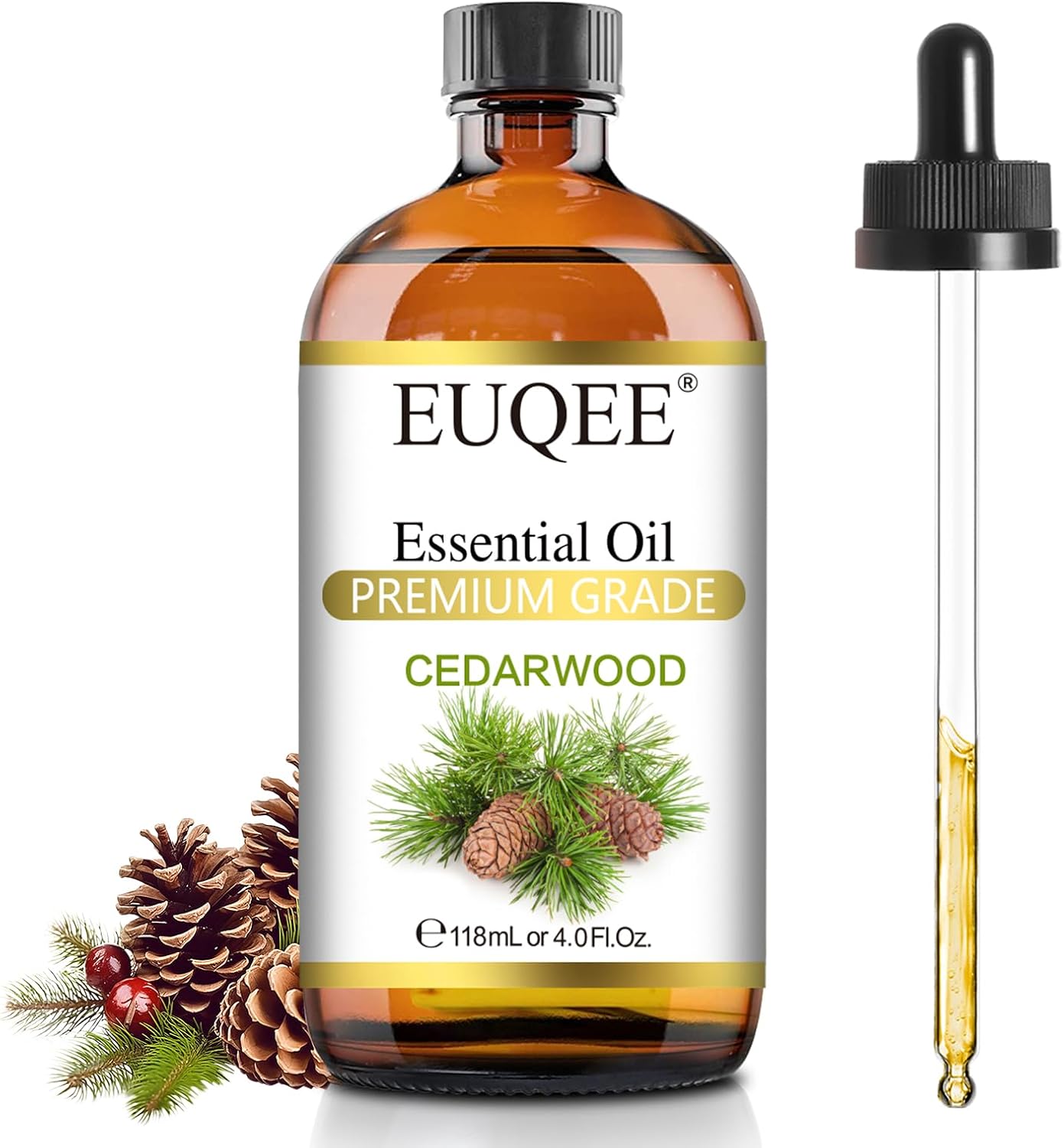 Detalle de EUQEE cedarwood essential oil 4.0 fl oz
