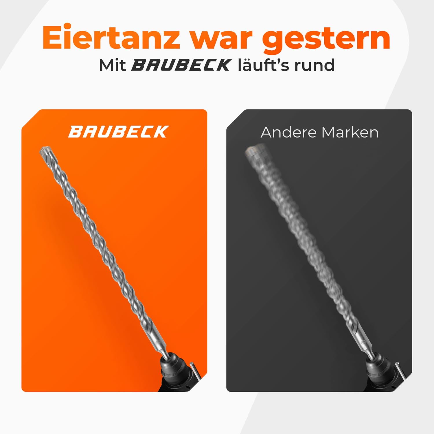 Detalle de SDS-Plus-Bohrer BAUBECK 30 x 600 mm für Beton & Stein – SDS-Plus Schaft, 4 Schneiden, 40CR-Stahl
