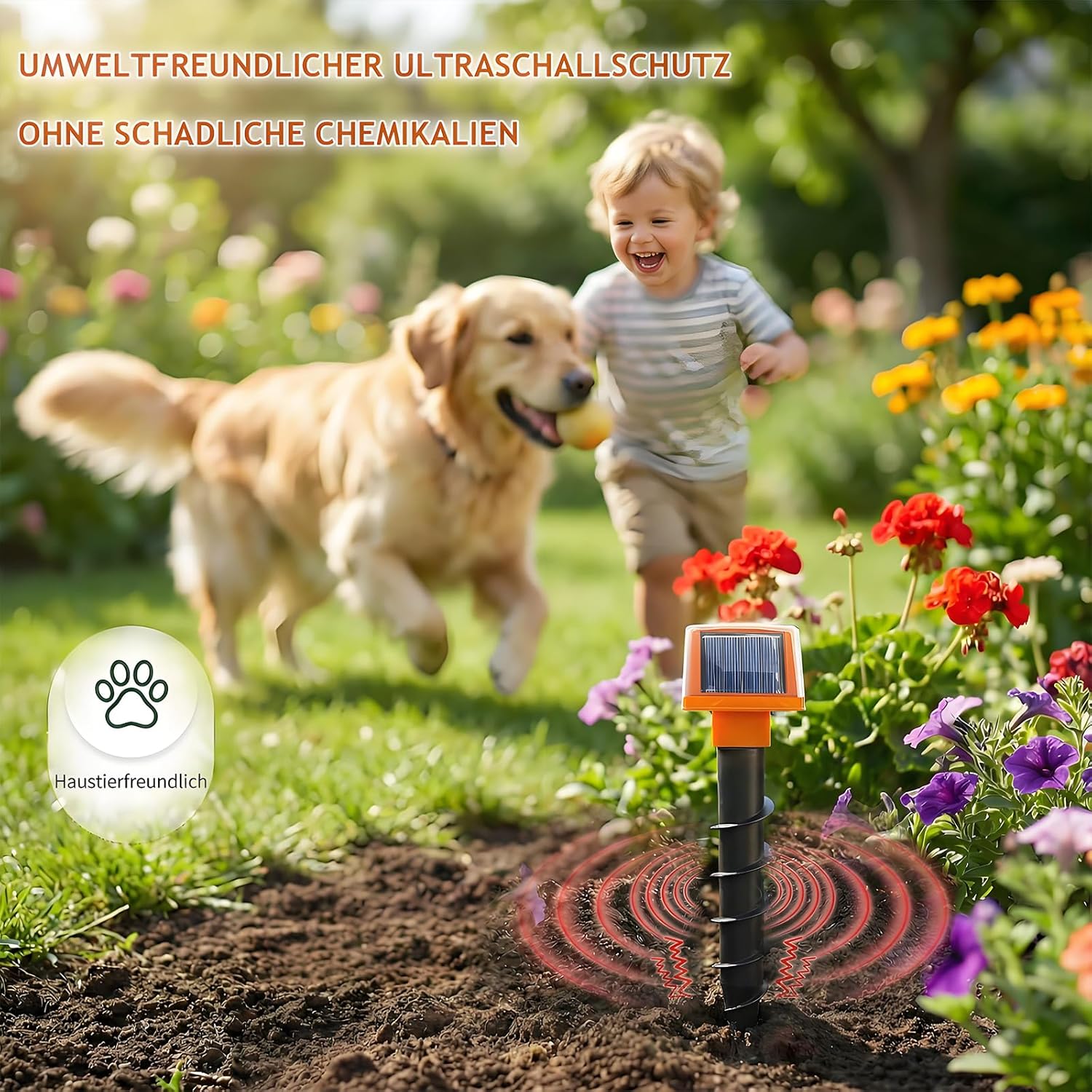 Thumbnail 5 de Jiraewh Maulwurf Vertreiber 2er-Set Dual-Solar – Wühlmausschreck gegen Maulwurf & Wühlmaus, IP54