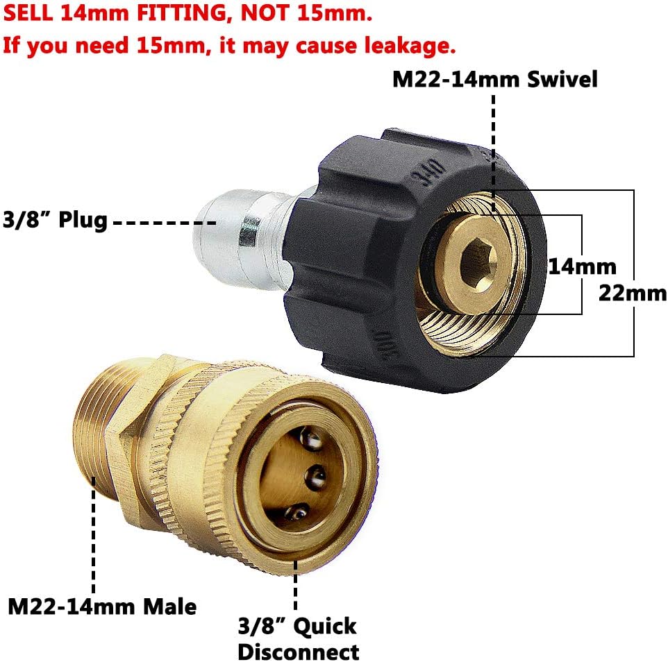 Detalle de Twinkle Star TWIS3834GM Pressure Washer Adapter Set, M22-14mm Quick Connect