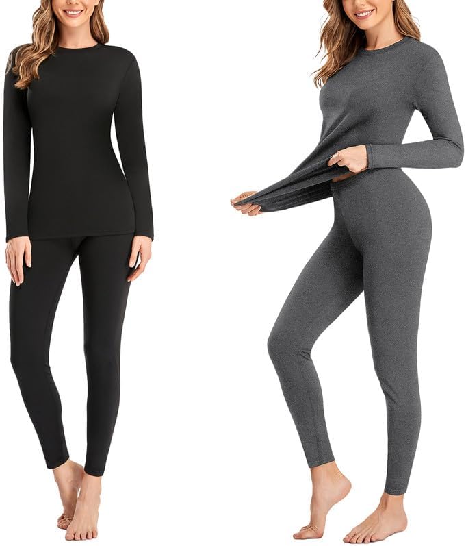Detalle de SIMIYA 2-Pack Women's Thermal Underwear Set, Fleece-Lined Top and Bottom