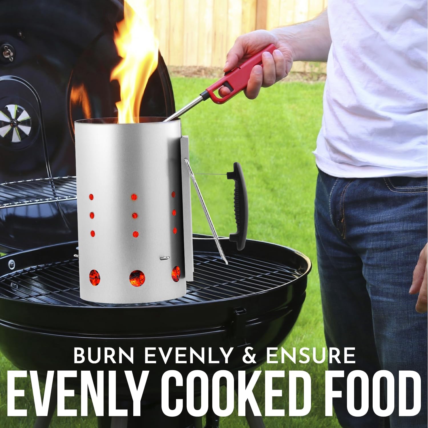 Thumbnail 6 de SA Products BBQ Chimney Starter – Aluminium Charcoal Lighter Canister with Heat-Insulated Handle
