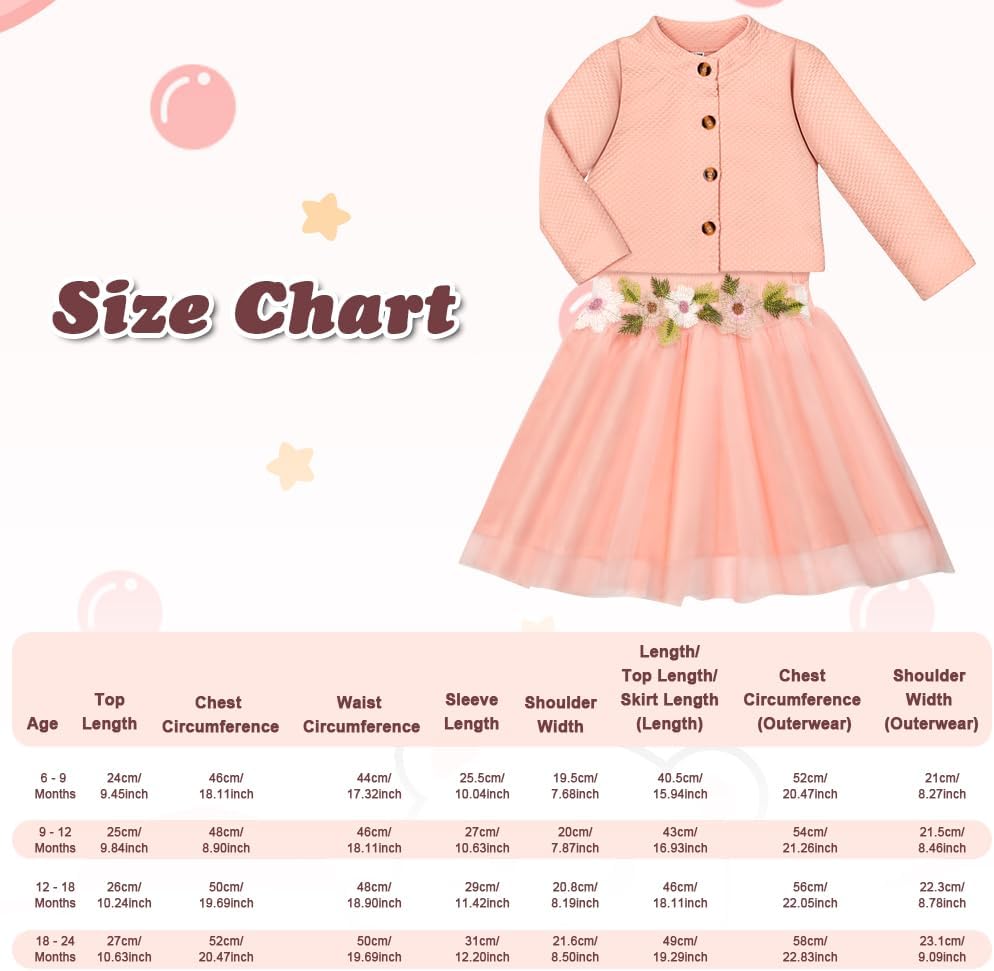 Thumbnail 1 de Vicloon 2-teiliges Baby-Mädchen Kleid mit Strickjacke Set – Baumwollkleid und Strickjacke, 6 Monate bis 2 Jahre