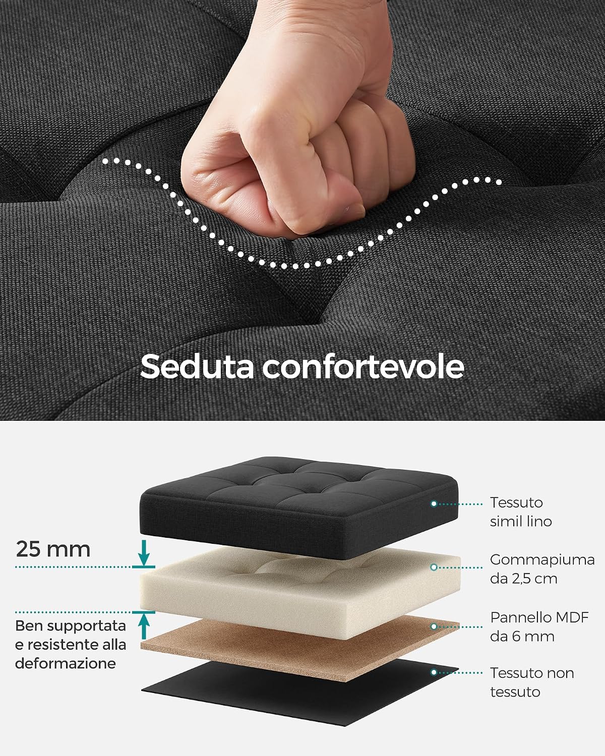 Detalle 2 de SONGMICS Pouf Contenitore 38 cm