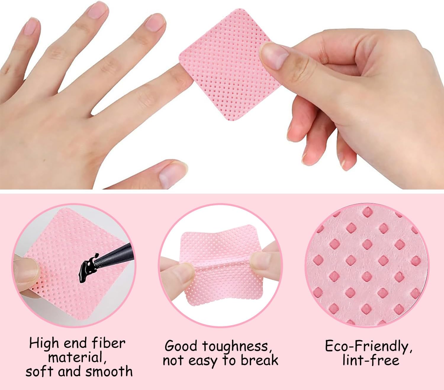 Detalle de xiluuyou 800 Pcs Lint Free Wipes for Nails – Pink