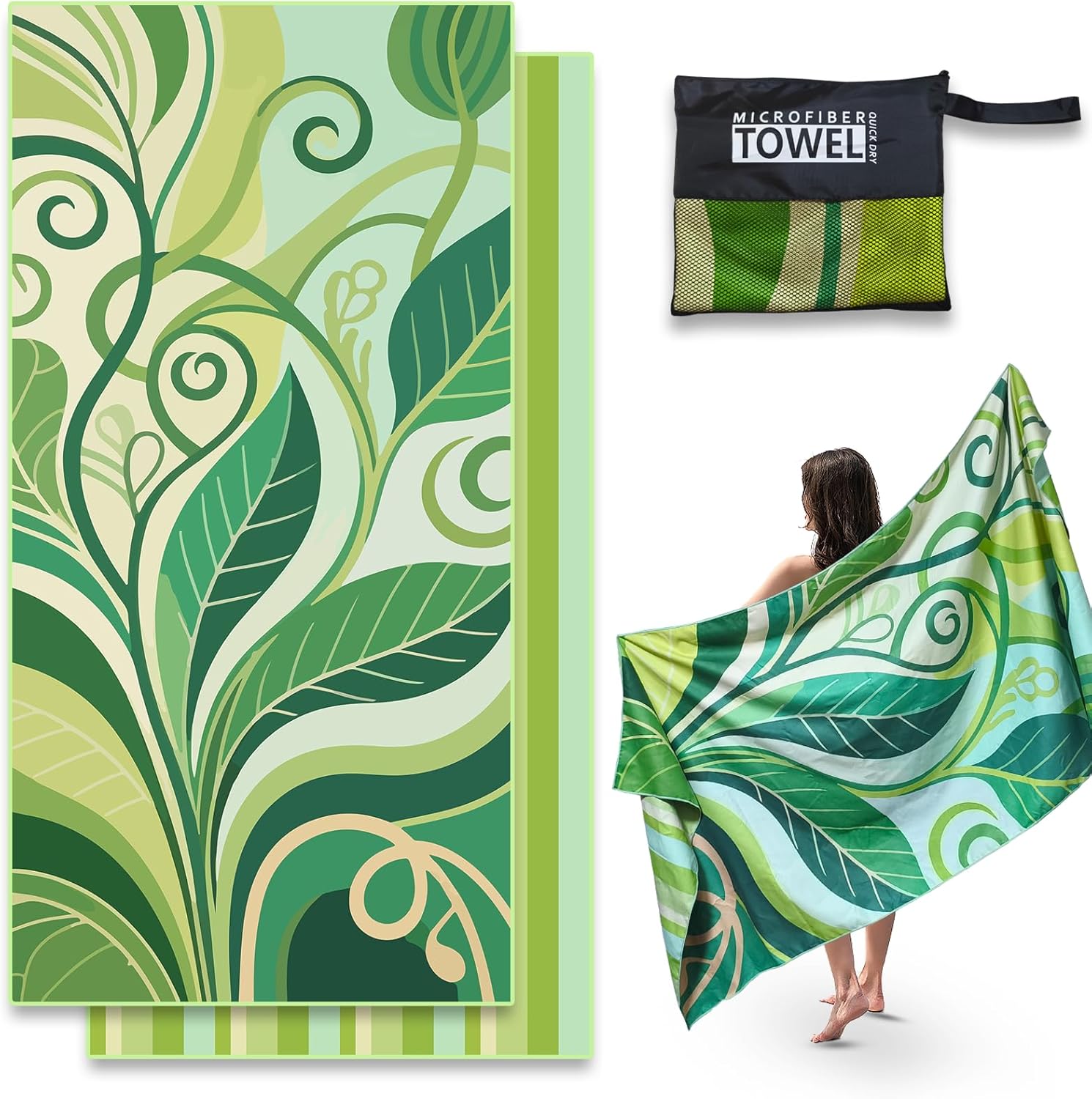 Thumbnail 6 de Anavasi Microfibre Beach Towels for Adults – 2 Pack, 180x90 cm, Double-Sided Print