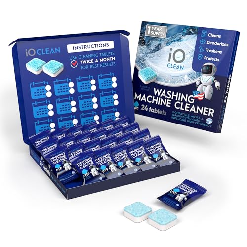 Detalle de iO CLEAN Limpiador de lavadora y pastillas descalcificadoras – 24 unidades para HE-Front y Top Loader