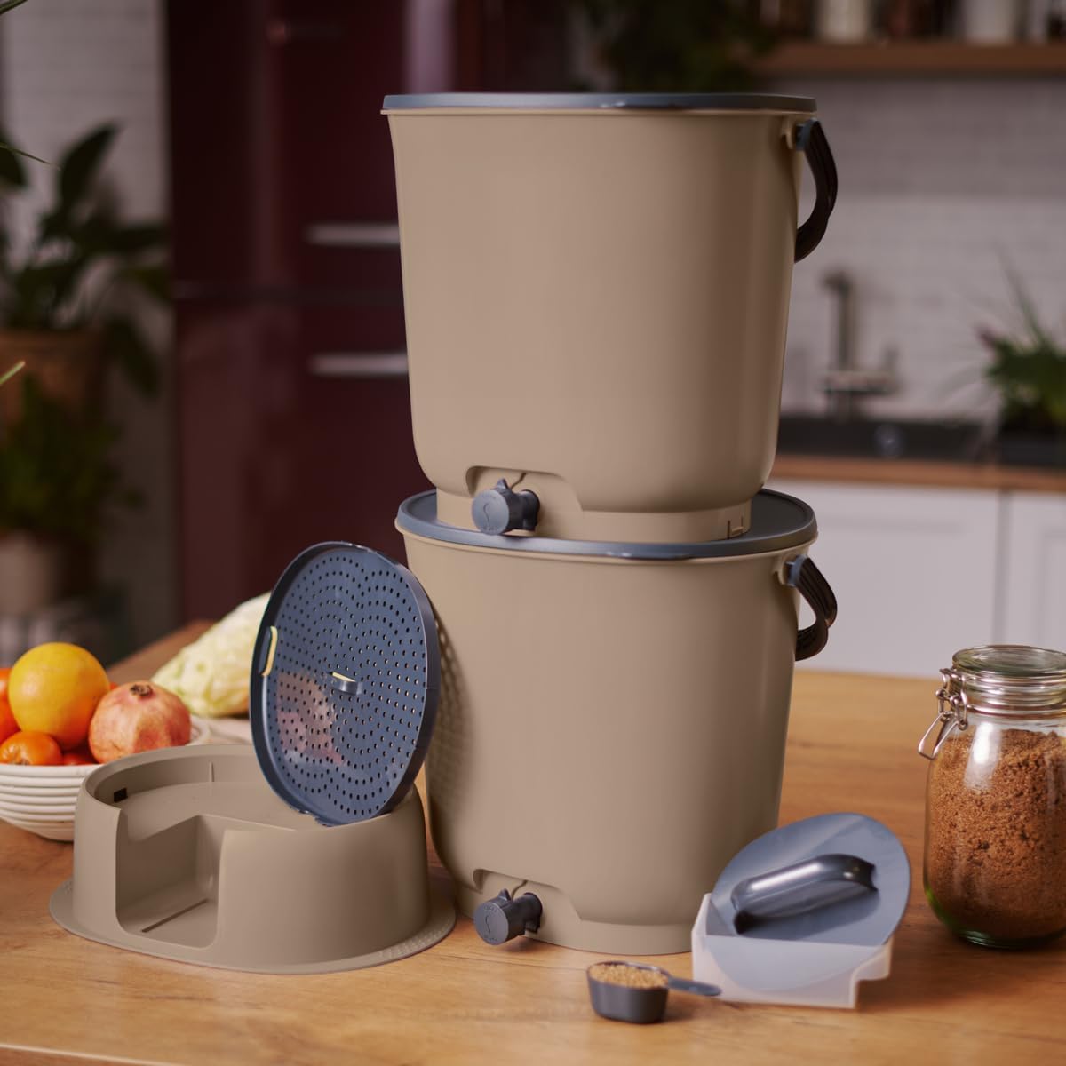 Detalle de Skaza Bokashi Organko Essential – 2 kompostowniki kuchenne, aktywator EM 1 kg