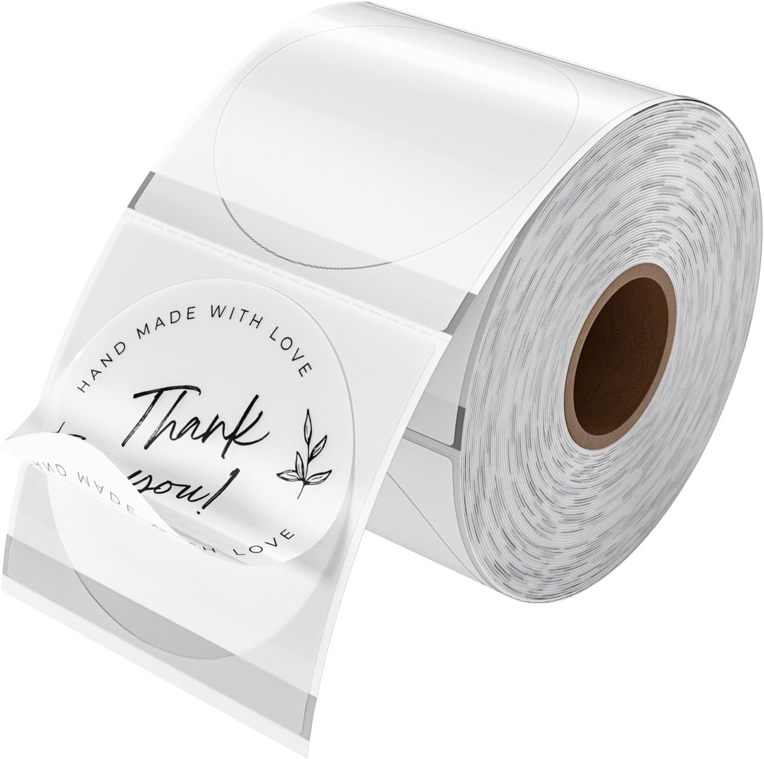 Detalle de MUNBYN MU-TLP-22-TR-RD thermische etiketten, rond en transparant, 51 x 51 mm