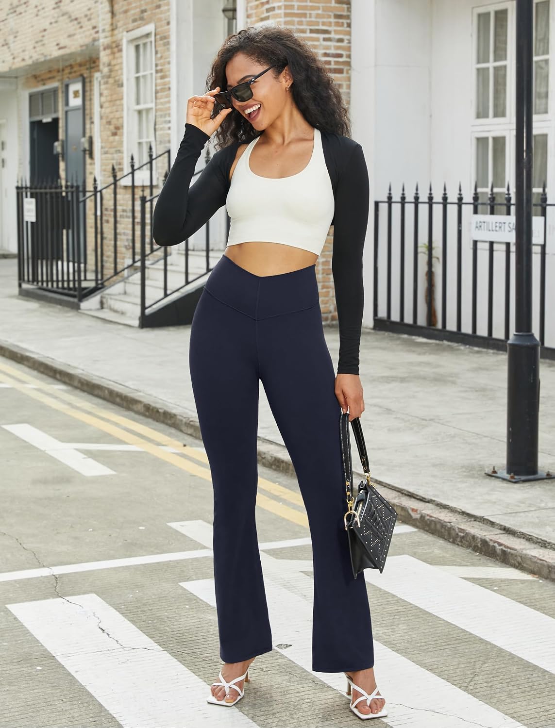 Detalle de Friptspyg V-High Waist Flared Leggings with Tummy Control for Women