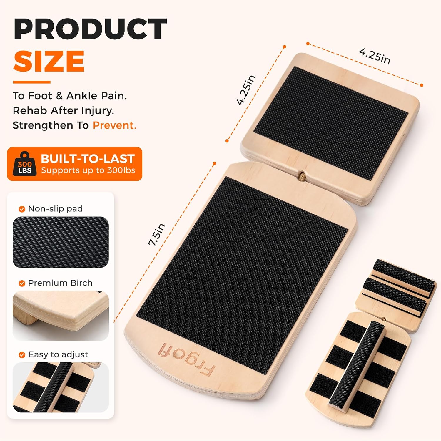 Thumbnail 3 de Frgofl Balance Board, Adjustable Birch Wood Ankle Stability Trainer