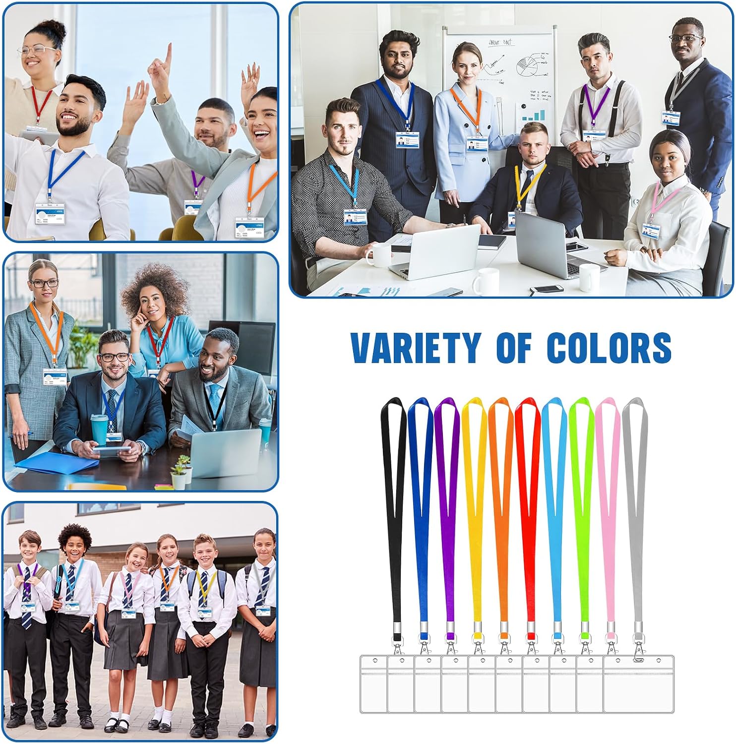 Thumbnail 6 de XHDA Colorful 50PCS Lanyards with Card Holders – Durable Nylon Neck Straps with PVC Card Holders