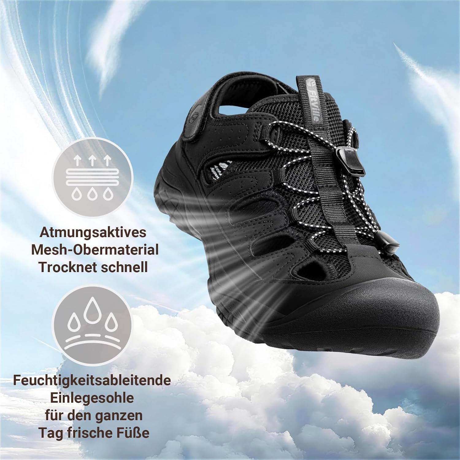 Thumbnail 6 de FitVille Weite Sandalen Herren – Sommerschuhe für breitere Füße mit Klettverschluss