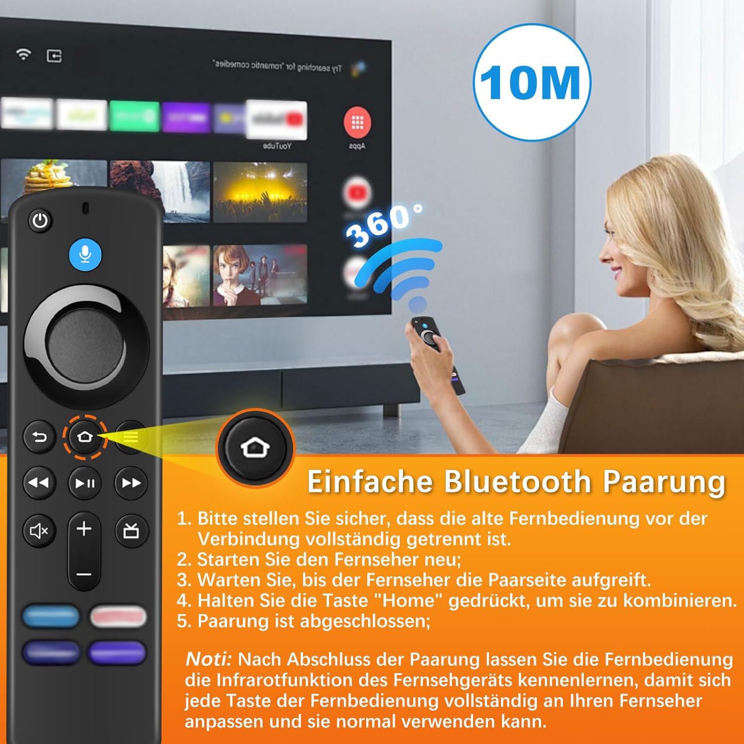 Thumbnail 4 de Ersatz-Sprachfernbedienung (3. Gen) mit Bluetooth und 4 Abkürzungsschlüsseln – kompatibel mit Smart TV 2/3 Gen, 4K, TV Cube (2./3. Gen)