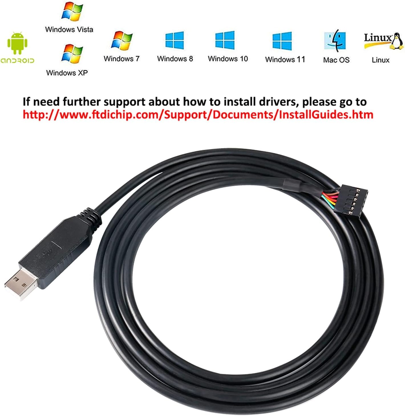 Detalle 2 de DTECH FTDI FT232RL USB‑zu‑TTL Adapter 1,8 m